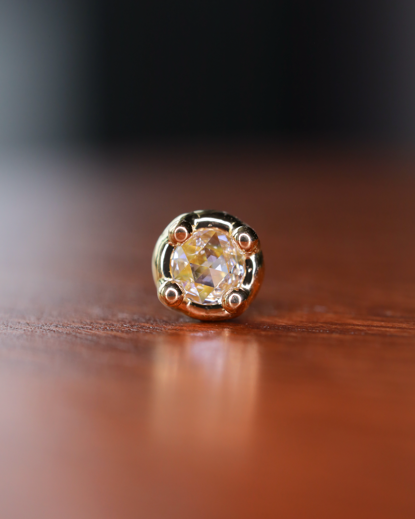 【K18YG】ローズカットダイヤモンドピアス